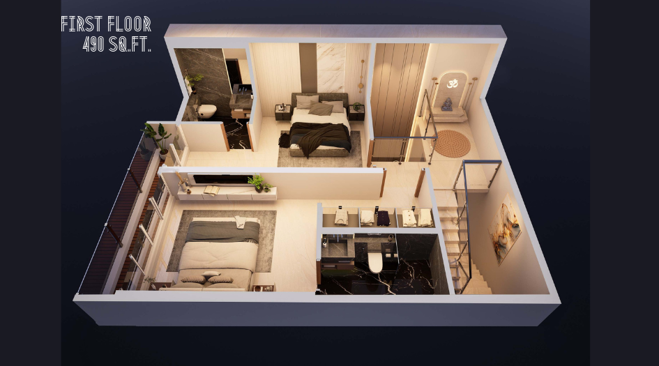 Evana-Homes-First-Floor-Plan-490-Sqft